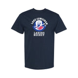Lake Cowichan LAKERS Hockey ~ Classic Logo ~ Gildan 10 oz - 100% Cotton Adult T-Shirt *Navy Blue*