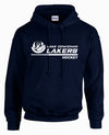 Lake Cowichan LAKERS Hockey ~ Alternate Logo ~ Gildan Heavy Blend 50/50 Pullover Hooded Adult Sweatshirt *Navy Blue*