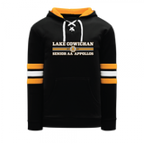 Lake Cowichan Appollos Sr Hockey ~ Athletic Knit Hockey Lace Adult Hoodie ~ Vintage Logo - Striped