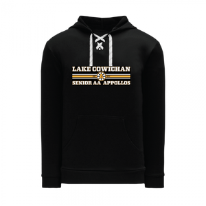 Lake Cowichan Appollos Sr Hockey ~ Athletic Knit Hockey Lace Adult Hoodie ~ Vintage Logo - Black