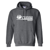 Lake Cowichan LAKERS Hockey ~ Alternate Logo ~Gildan Heavy Blend 50/50 Pullover Hooded Youth Sweatshirt *Dark Heather Grey*
