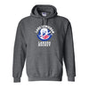 Lake Cowichan LAKERS Hockey ~ Classic Logo ~ Gildan Heavy Blend 50/50 Pullover Hooded Adult Sweatshirt *Dark Heather Grey*