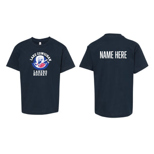 Lake Cowichan LAKERS Hockey ~ Classic Logo ~ Gildan 10 oz - 100% Cotton Youth T-Shirt *Navy Blue*