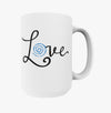 This Ceramic 450 ml Mug ~ Barth Syndrome Foundation of Canada is customized with the Barth Love logo on both sides of the mug.