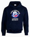 Lake Cowichan LAKERS Hockey ~ Classic Logo ~ Gildan Heavy Blend 50/50 Pullover Hooded Adult Sweatshirt *Navy Blue*